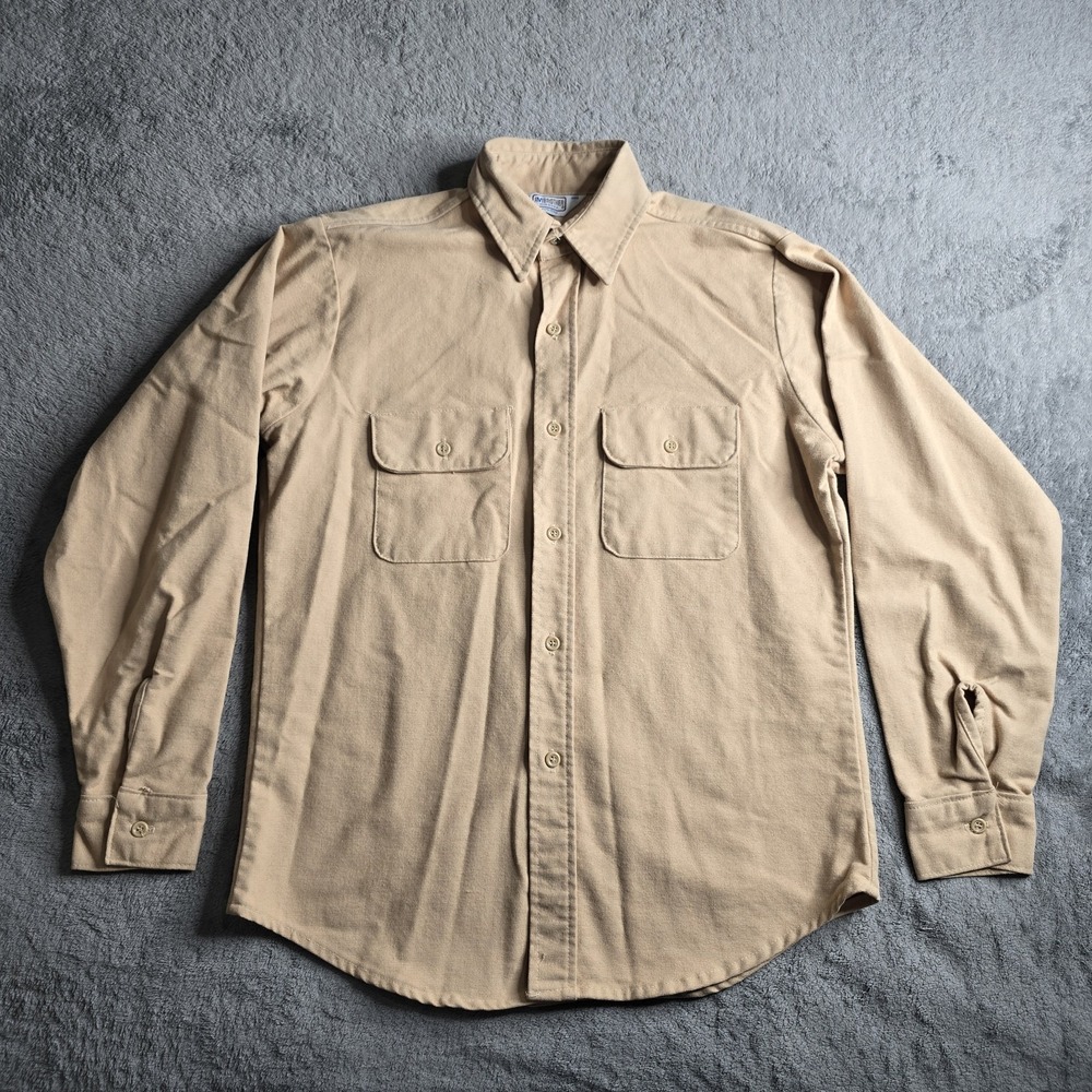 Vintage Five Brothers Shirt Mens Medium Tan Khaki USA Union Tag L/S Workwear